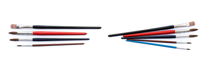 Set of paint brushes isolated on a white background