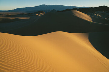 Fototapeta na wymiar Sunlight and shadows over a sand dune