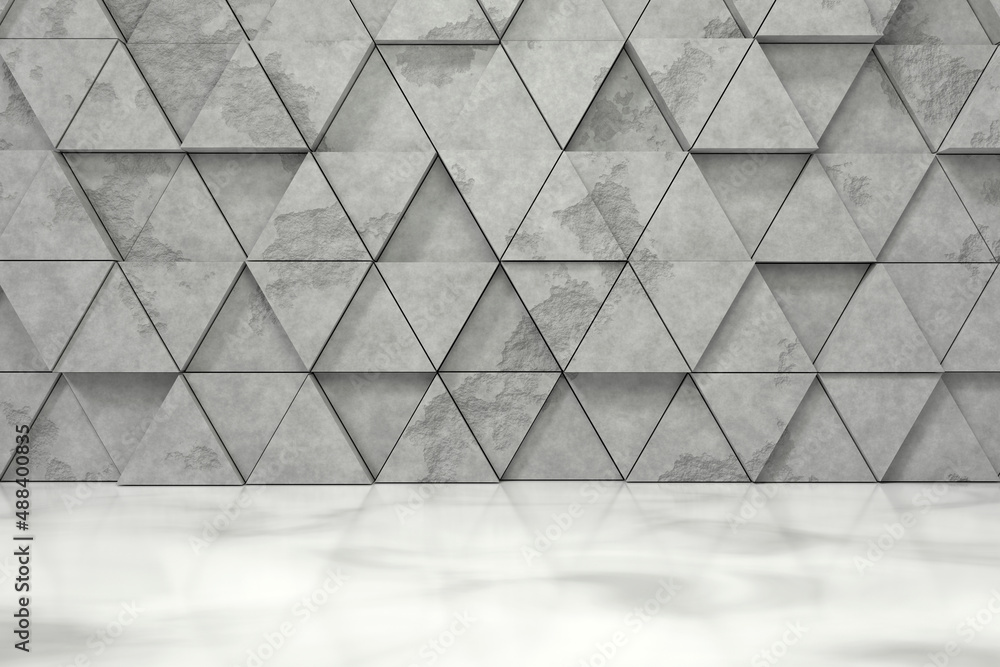 Wall mural product display design with cement texture. 3d rendering.