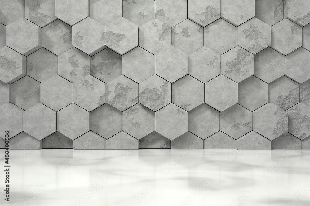 Poster product display design with cement texture. 3d rendering.