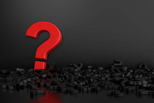 FAQ Banner Design. Question Mark Sign. 3D Rendering.