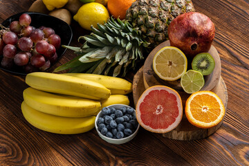 Fruits on a wooden table