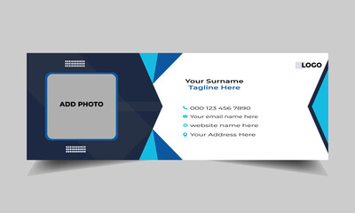Corporate, Modern and professional email Signature design.
Creative flat multipurpose Unique Business Email Signature template
with author photo place vector banner
