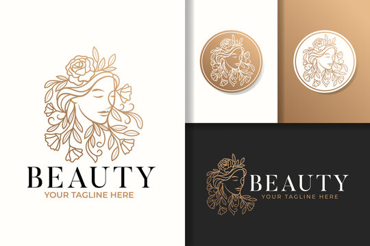 Feminine Woman Beauty Natural Logo And Icon Vector Template