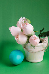 Easter card with painted eggs close-up