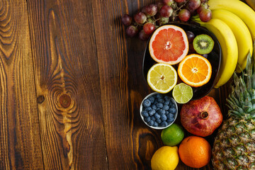 Fruits on a wooden table