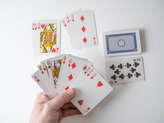 Gin Rummy the winning hand with the deck , discard pile and second player cards