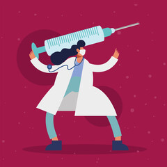 female doctor with covid19 syringe