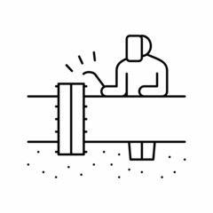 worker welding pipeline construction line icon vector illustration