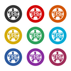 Tire service icon or logo, color set