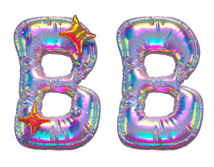 Balloon holographic font. Letter B