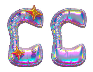 Balloon holographic font. Letter C
