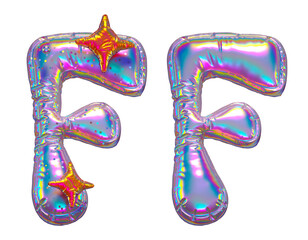 Balloon holographic font. Letter F