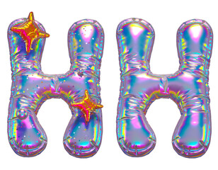 Balloon holographic font. Letter H