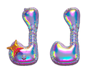 Balloon holographic font. Letter J