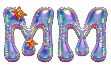 Balloon holographic font. Letter M