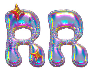 Balloon holographic font. Letter R