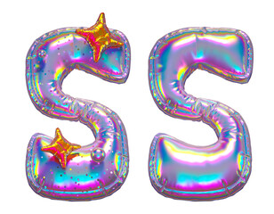 Balloon holographic font. Letter S