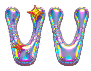 Balloon holographic font. Letter V