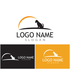 Cat and Dog vector silhouettes logo template