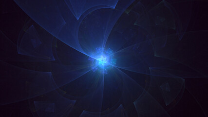 3D rendering abstract blue fractal light background