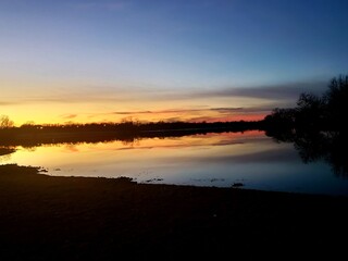 sunset reflection on the lake