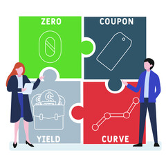 ZCYC - Zero Coupon Yield Curve acronym. business concept background.  vector illustration concept with keywords and icons. lettering illustration with icons for web banner, flyer, landing pag