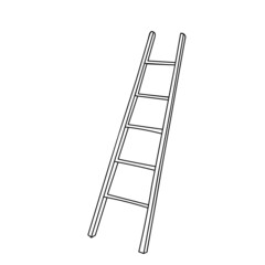 Hand-draw black vector illustration of metallic or wooden ladder isolated on a white background