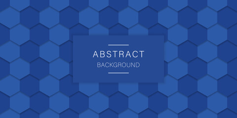 Embossed Hexagonal Blue Futuristic Pattern. Blue Abstract Hexagon Background. Digital Blank Blue Banner for Technology, Science, Chemistry. Modern Wallpaper Design. Vector Illustration