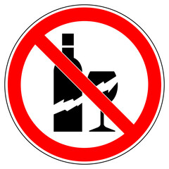 vsrr165 VectorSignRoundRed vsrr - Glas verboten . Trinkgefäße und Flaschen aus Glas verboten . english: prohibition sign . no glass or bottles allowed . vector . transparent . AI 10 / EPS 10 . g11221