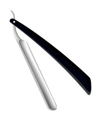 Razor. Beard haircut accessorie. Sharp shave equipment for hygiene or hairstyle isolated on white. Shaving mock up icon