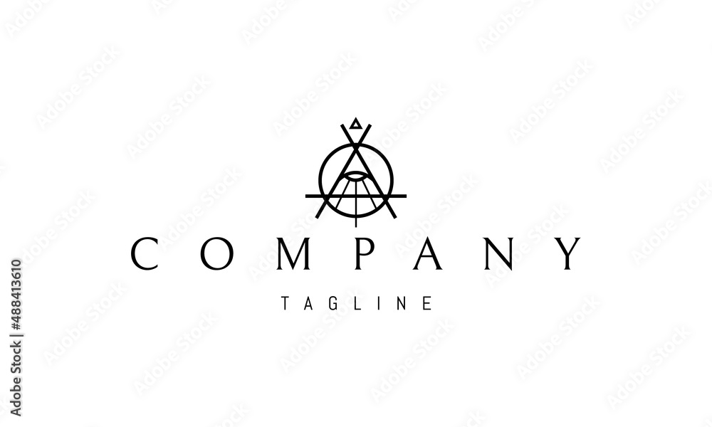 Wall mural vector logo on which an abstract image of the all seeing eye in a triangle.