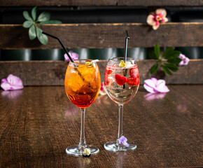 tasty cocktail with fresh berries