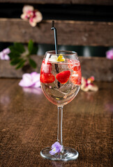 tasty cocktail with fresh berries