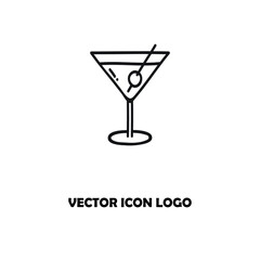 Martini cocktail glass line icon. 