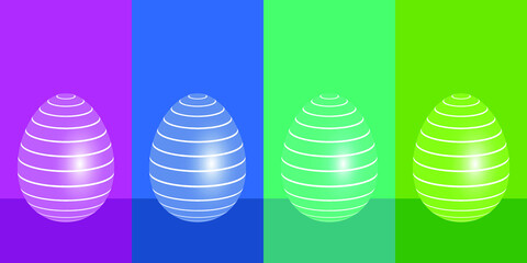 Vector illustration with set of colorful easter eggs with stripes