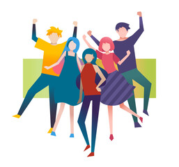 元気な男女　若者　人物フラットイラスト　ベクター　youth energy