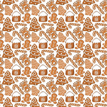 Christmas cookies watercolor, thanksgiving day seamless pattern, gingerbread house, gingerbread house, gingerbread man, gingerbread seamless pattern watercolor.