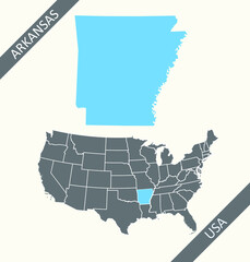 Arkansas USA outline map printable