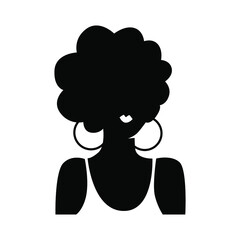 Black beauty woman portrait with curly hair and necklace. Sketch vector illustration