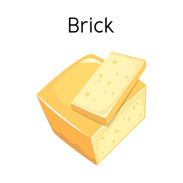 Vector design of cheese and brick symbol. Graphic of cheese and appetizer vector icon for stock.