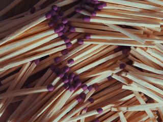 A bunch of matches, a close-up shot.