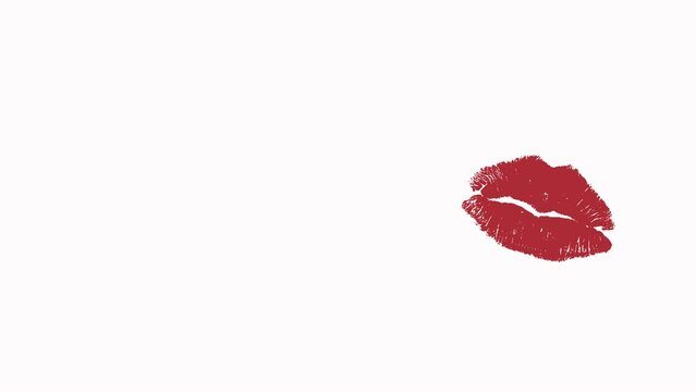 In turn, there are imprints of kisses of different colors on a white background. Selection of the perfect lipstick color. Women's kisses.