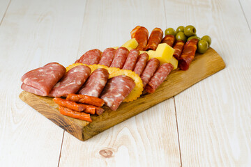 Charcuterie board. Board with snacks.