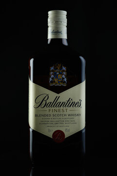 Ballantines scotch whisky at black background illustrative editorial