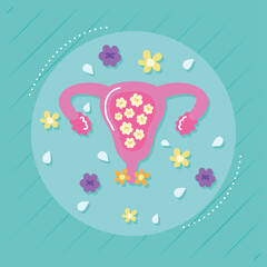 female uterus with flowers