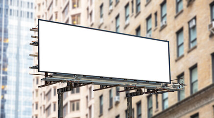 Billboard mockup, blank large outdoor poster advertise panel, office building background