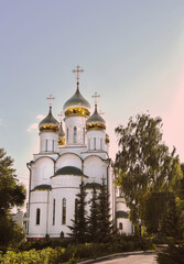 Fototapeta na wymiar Church of St. Nicholas the Wonderworker in St. Nicholas Monastery in Pereslavl-Zalessky, Russia, sunny summer day