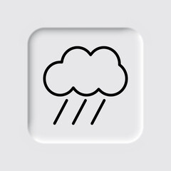 Cloud rain simple icon. Flat desing. Neumorphism design.ai