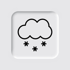 Cloud snow simple icon. Flat desing. Neumorphism design.ai